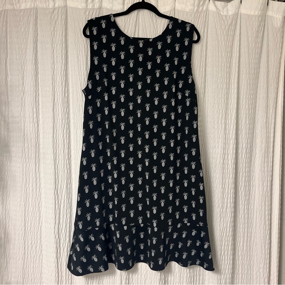 Margaret M Black Stretch Jersey Knit Dress Pineapple Print Women’s Size XXL